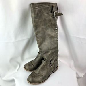 Candie’s Grey Tall Boots with Blue Zippers